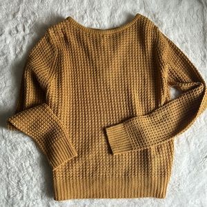 Ambiance Apparel goldenrod cross back sweater, size L